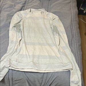 lululemon athletica Gray Striped Long Sleeve Top